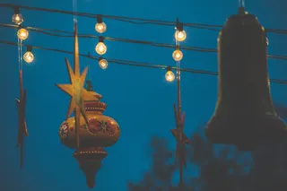 夜, 灯, 星星, 蓝色, 黑暗, 传统, 照亮, 照明设备