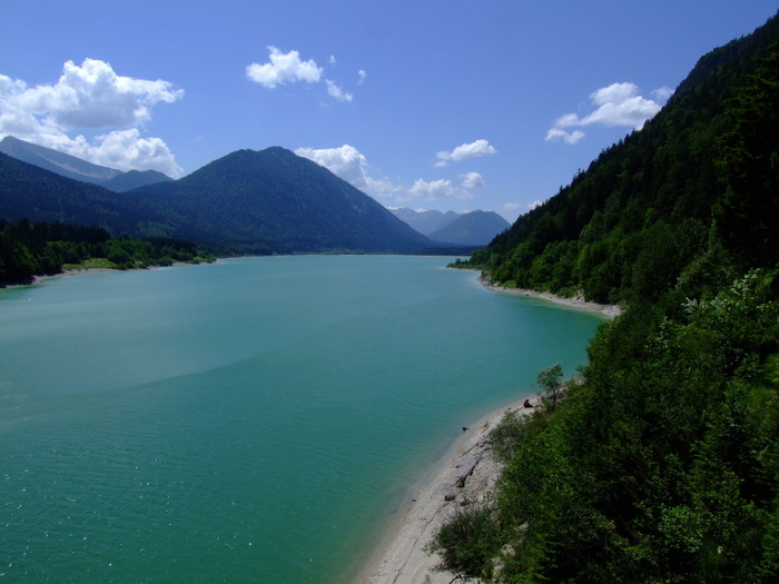 上巴伐利亚州，沃尔琴西，湖，全景，水，山，云，德国