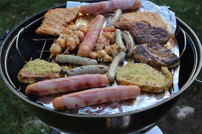 烧烤，牛排，香肠，肉，烤，食物，美味，夏天