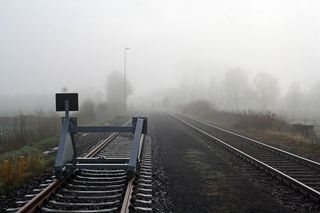 铁路、运输系统、铁路线、雾、水平、gleise、bremervörde、易北河-威斯三角洲