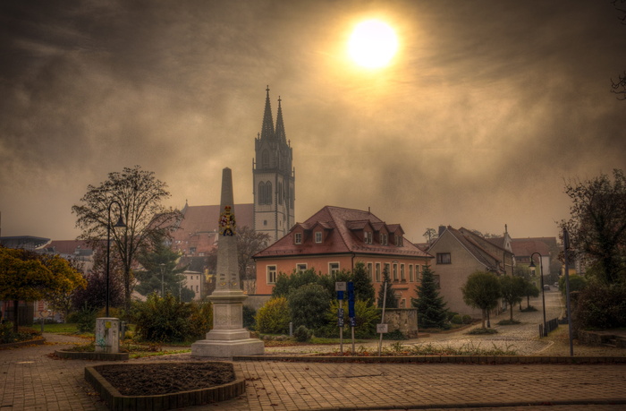 奥斯查茨，萨克森州，雾，建筑，建筑结构，建筑外观，宗教，建筑