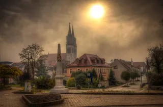 奥斯查茨，萨克森州，雾，建筑，建筑结构，建筑外观，宗教，建筑