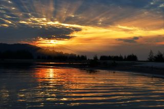 日落、大海、天空、水、海洋、太阳、大自然、海滩