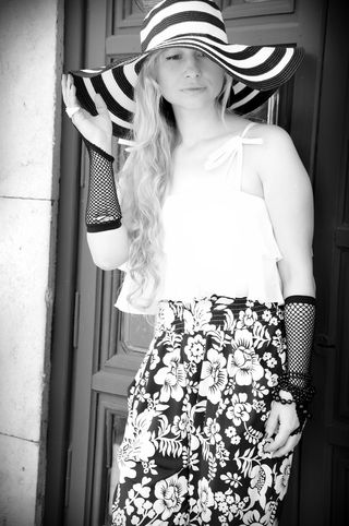 人，时尚，一，肖像，长大，帽子，宽边帽，优雅