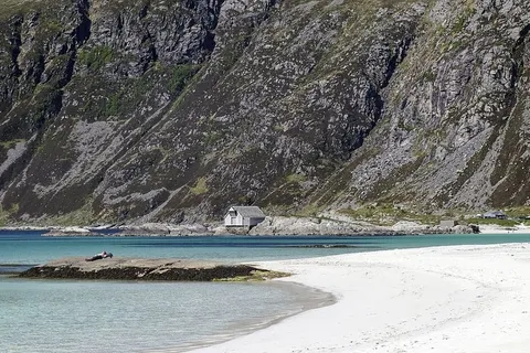 海湾、海滩、日光、岛屿、景观、休闲、山脉、自然