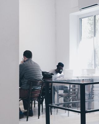 工作、咖啡、工作区、白色、干净、最小、设置、氛围