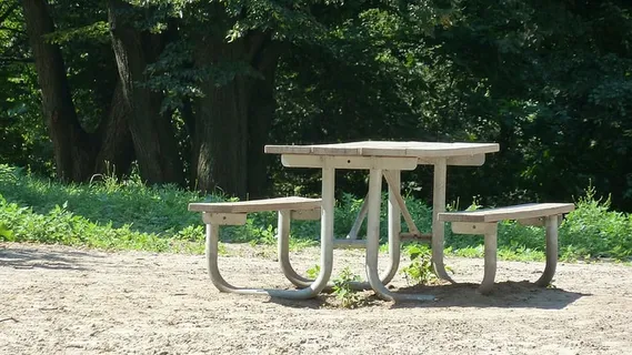 白色,木制,野餐桌,旁边,草地,桌子,野餐,公园 白色,木制,野餐桌,旁边,草地,桌子,野餐,公园