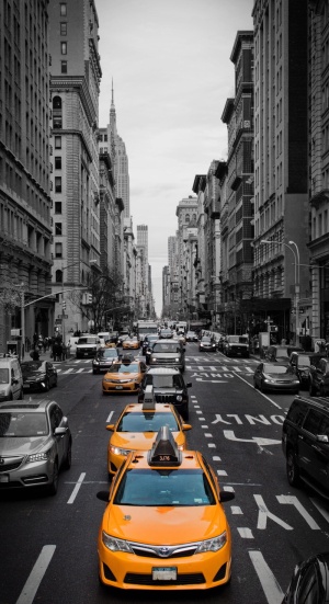 纽约，美国，卡内基音乐厅，出租车，黄色出租车，交通，纽约市，路