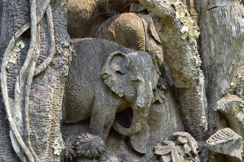木材，雕刻，木雕，大象，大象雕刻，柚木，链迈，泰国