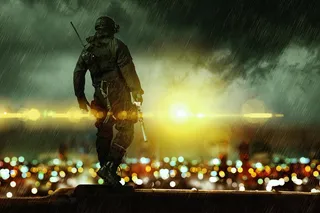 士兵，夜晚，城市，运动，照明，全长，人物，动作