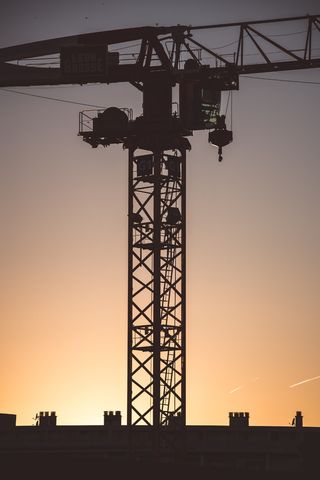 建设, 起重机, 镇, 日落, 造船厂, 提升机, 钢