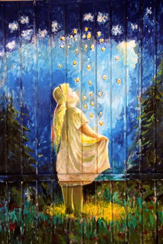 女人，释放，萤火虫画，童话，船尾，形象，绘画，绘画