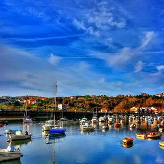 ria，船，捕鱼，景观，plencia，水，航海船，云天