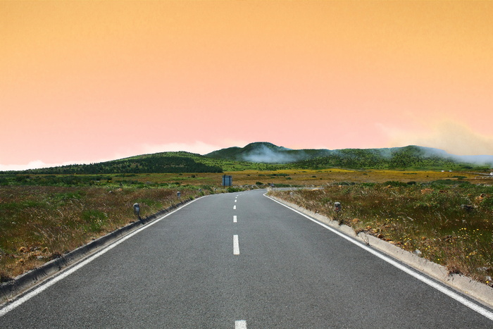 小径、灰色、沥青、道路、街道、旅行、旅行、山脉视图