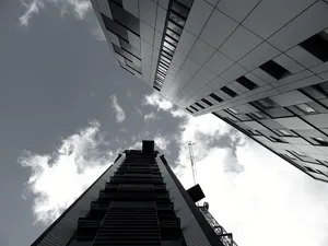 建筑、黑白、建筑、商业、城市、云、当代、起重机
