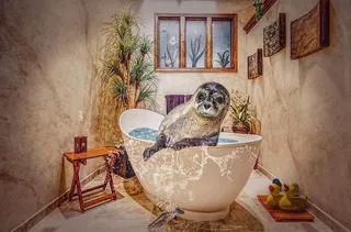 糟糕，浴缸，游泳，水，搞笑，糟糕的一天，罗比，照片蒙太奇