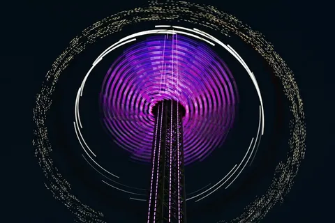 圆形，紫色，白色，灯光插图，链式飞行员，塔式，高，80米