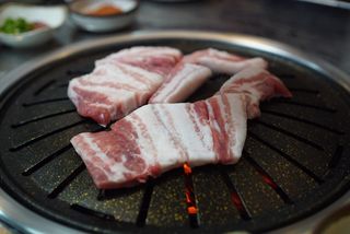 切片，肉，范围，猪肉，烤，肉，餐厅，轻版