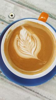 咖啡、蓝色、马克杯、拿铁、复古、艺术、消费者、桌子