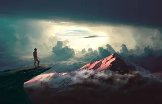 山，巨魔舌头，男孩，云-天空，天空，风景-自然，自然之美，休闲活动