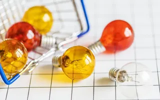 背景、篮子、明亮、灯泡、清晰、特写、彩色、商业