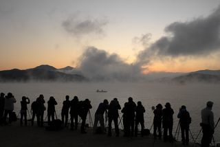 noel在线礼品店，日落，全景，黎明，水雾，人，河，日出