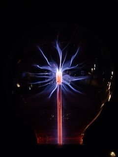 紫光，等离子灯，灯，放电，电流，电，橙色，紫色