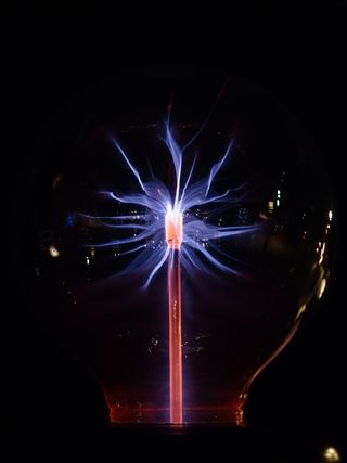 紫光，等离子灯，灯，放电，电流，电，橙色，紫色