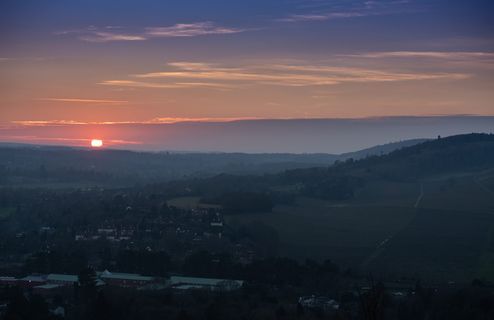 自然、户外、景观、天空、箱形山、dorking、日落、黎明