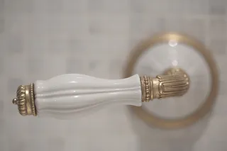 特写，照片，白色，门把手，金色，彩色，把手，瓷器