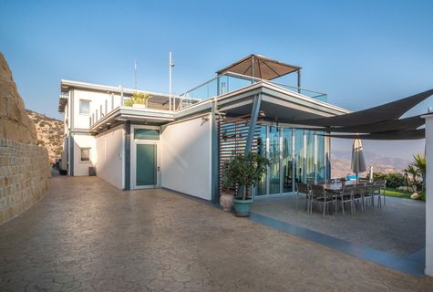 白色、灰色、米色、房子、蓝色、天空、塞浦路斯别墅、旅行