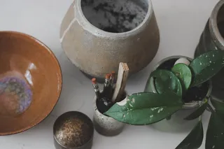 容器、锅、碗、文具、陶器、制造商、工艺品、杯子附近的植物