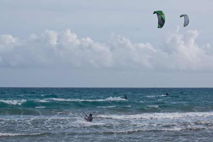 风筝冲浪，风筝冲浪，风筝冲浪者，风筝冲浪，在，海，天，云