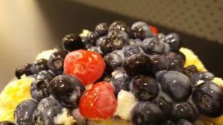 蓝莓，樱桃，冰，刨冰，水果，冰淇淋，糖浆，食物