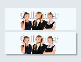 照片，三，女性，呼叫，中心代理，文本覆盖，呼叫中心，耳机