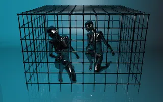 监禁，笼子，心理学，网格，*，女人，人物，*