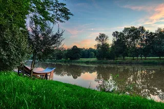 马尔巴赫、内卡、坡道、河岸、草地、自然、湖泊、户外