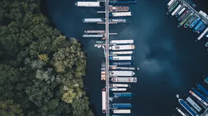 空中, 照片, 船坞, 白天, 通路, 海, 海洋, 水