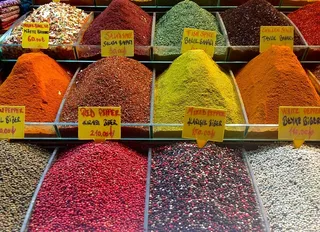 香料，市场，食品和饮料，价格标签，出售，选择，市场摊位，食品