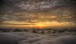 鸟瞰，观景摄影，山地，雨云，越南，风景照片，平明，越南风景