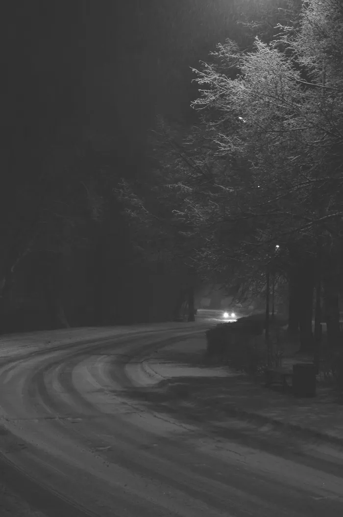 黑白、模糊、汽车、黑暗、夜晚、雾、引导、高速公路