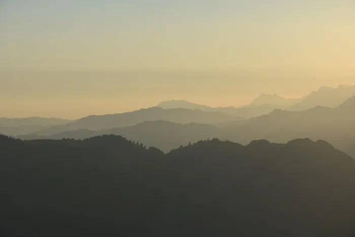 山脉、日出、橙色、自然、景观、乡村、云、山