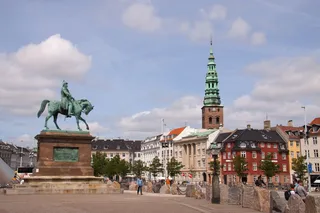 christiansborg，广场，雕像，国王，塔，建筑，哥本哈根，景点
