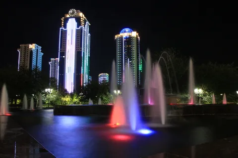 建筑物、树木、喷泉、夜间、照明、建筑、建筑外部、建筑结构 建筑物、树木、喷泉、夜间、照明、建筑、建筑外部、建筑结构