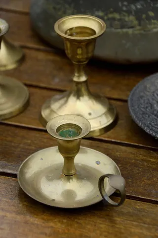 年，烛台，青铜，旧，旧，时间，空阁楼，桌子