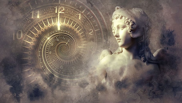 女人雕像，幻想，时钟，雕像，光，螺旋，天使，神秘