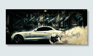 银色双门轿车，漂移，插图，汽车，宝马，敞篷车，跑车，汽车