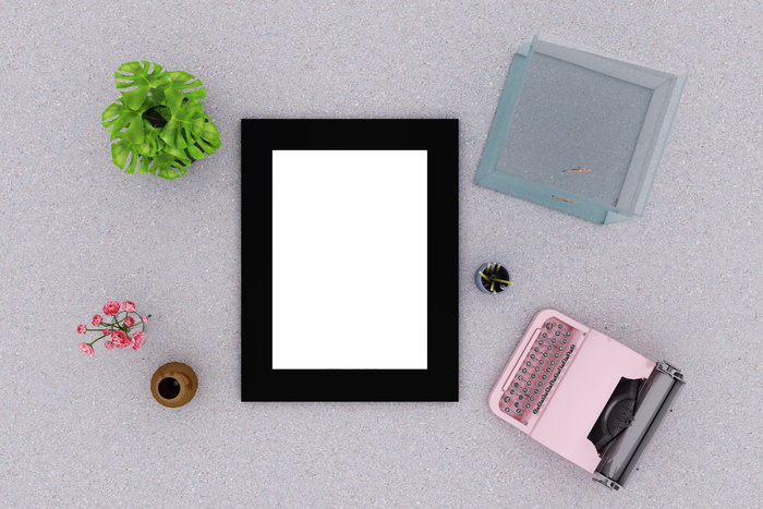 海报、模型、内部、演示、写实、水族馆、打字机、花