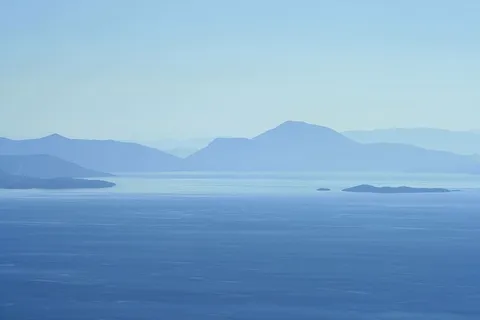 蓝色，湖，山，海，海，剪影，水，山