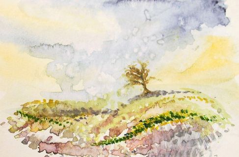 水彩画、风景画、卡片、绘画、艺术、无人、特写、室内